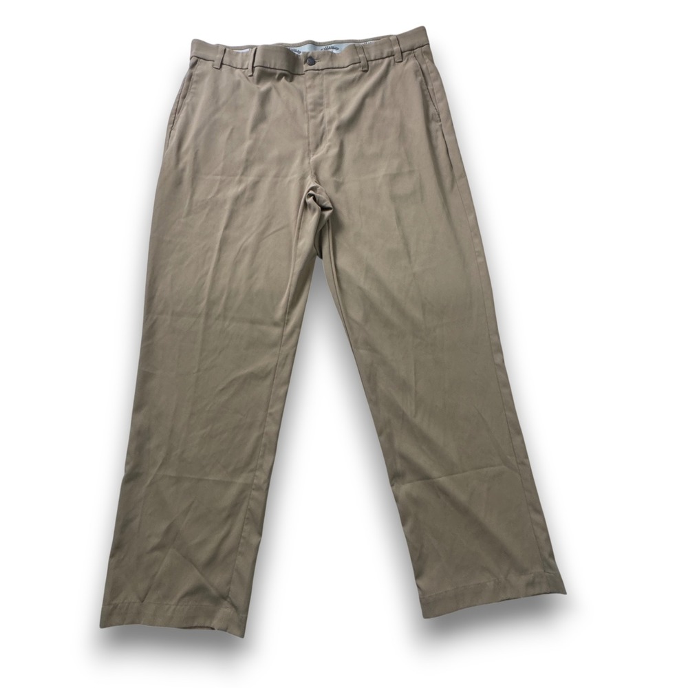 Callaway Mens Khaki Tan Flat Front Straight Leg Golf Pants 40x32 Performance